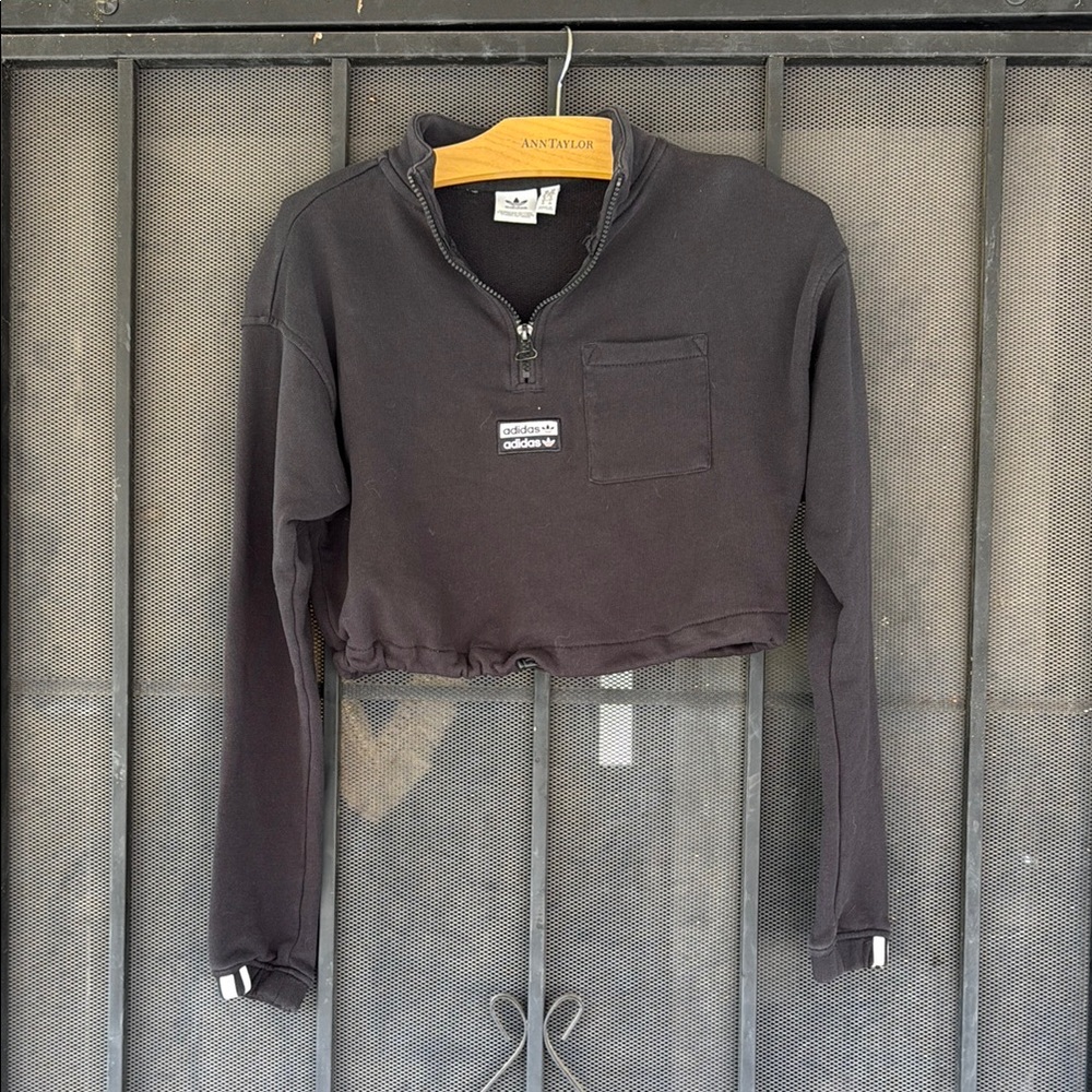 Adidas Black Long Sleeve Cropped Top